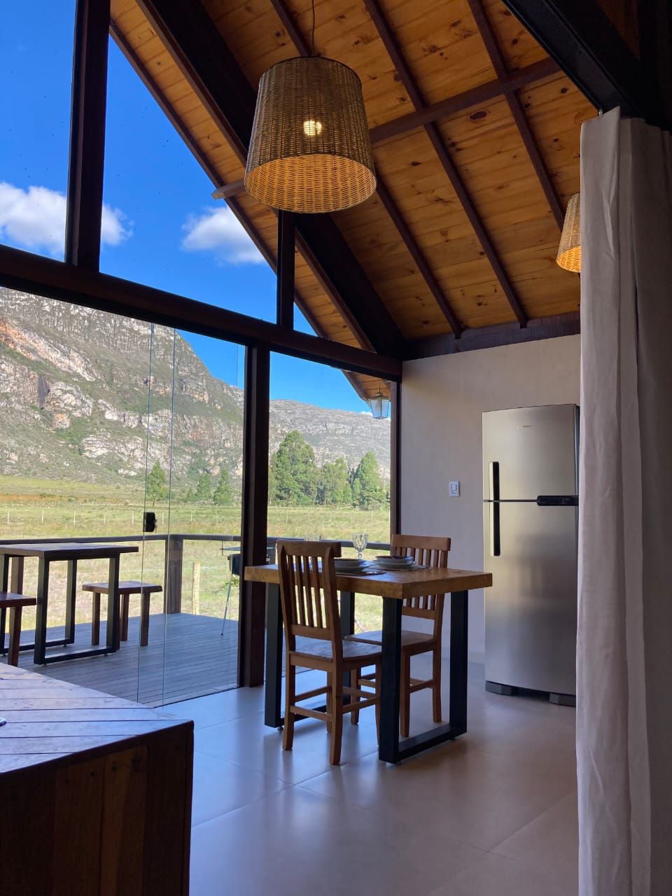 Detalhes rústicos do chalé